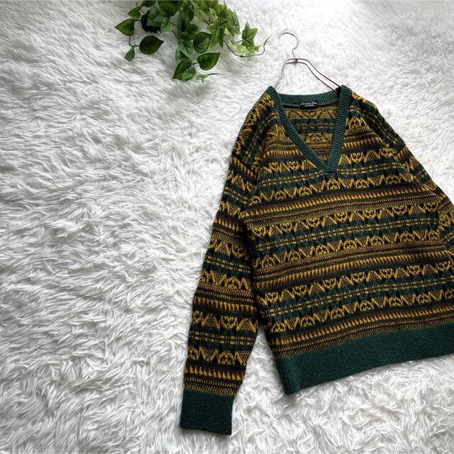 希少 ヴィンテージ クリスチャンディオール 総柄ニット Vネック