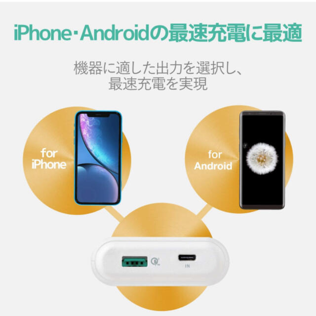 ELECOM(エレコム)のエレコム モバイルバッテリー iPhone/Android ホワイトフェイス スマホ/家電/カメラのスマートフォン/携帯電話(バッテリー/充電器)の商品写真