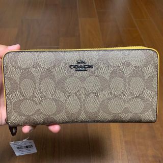 コーチ(COACH)の4452 コーチ　長財布　ブラウンシグネチャー×イエロー　(財布)