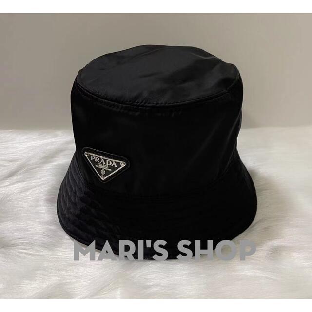 PRADA プラダ バケットハット ハット ロゴ 黒 ブラック Mサイズ