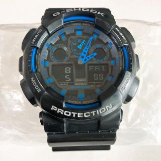 CASIO G-SHOCK GA-100 ブラック ブルー 動作確認済(腕時計(デジタル))