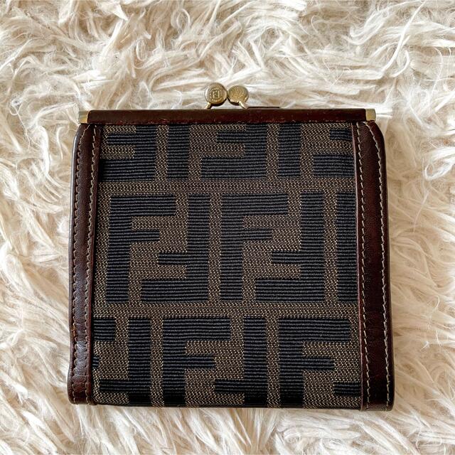 FENDI(フェンディ)のFENDI フェンディ ズッカ がま口 折り財布 ゴールド金具 レディースのファッション小物(財布)の商品写真