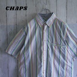 チャップス(CHAPS)のチャップス　マルチストライプ　半袖シャツ　ボタンダウン　ゆるだぼ　刺繍ロゴ(シャツ)