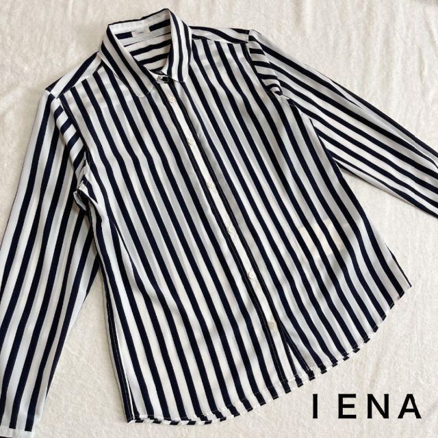 IENA - 新品 イエナ ストライプ シャツ ブラウス 黒 ブラック 紺色