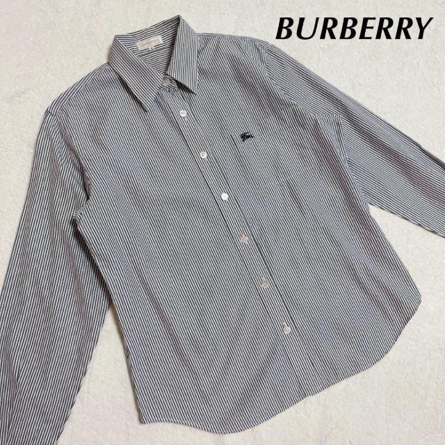 BURBERRY(バーバリー)のバーバリー シャツ ブラウス ストライプ 40 ロゴ入り 長袖 ヴィンテージ レディースのトップス(シャツ/ブラウス(長袖/七分))の商品写真