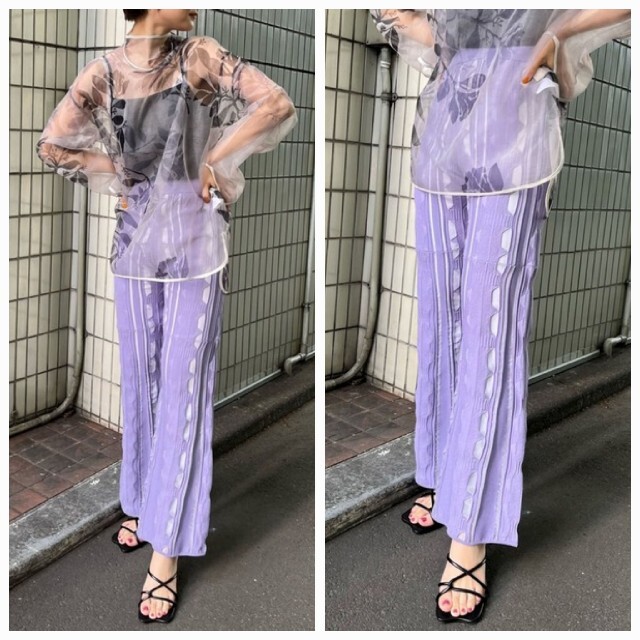 AmeriVINTAGE MEDI SHEER GEOMETRICニットパンツ