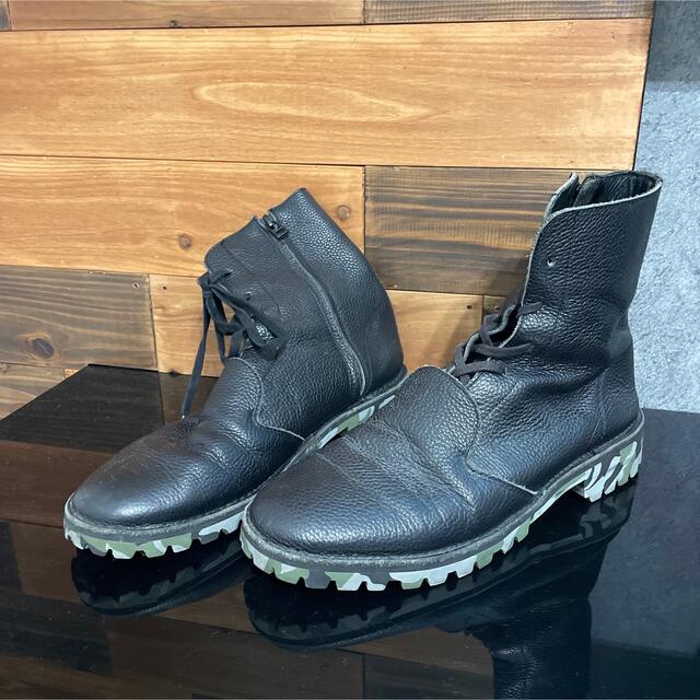 yohji yamamoto 深蒼 ブルー レースアップ レザーブーツ 27.0 - www