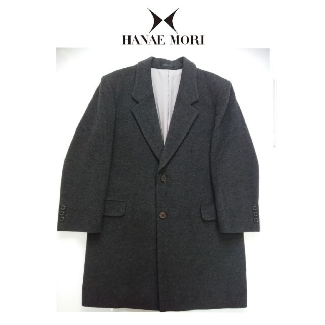 HANAE MORI(ハナエモリ)のHANAEMORIハナエモリ 38size/9 カシミアチェスターコート サイズ レディースのジャケット/アウター(チェスターコート)の商品写真