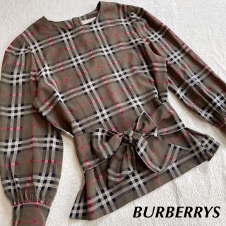 バーバリー(BURBERRY)のバーバリー シルク絹 シャツ ブラウス チェック グレー サイズ9 バーバリーズ(シャツ/ブラウス(長袖/七分))