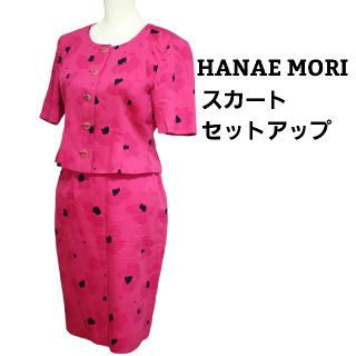 ハナエモリ(HANAE MORI)のHANAEMORI　スカートセットアップ　総柄　ピンク　Mサイズ　5B(スーツ)