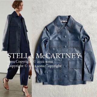 ステラマッカートニー(Stella McCartney)の2020AWステラマッカートニー スカラップ レザー ジャケット 36ネイビー(その他)