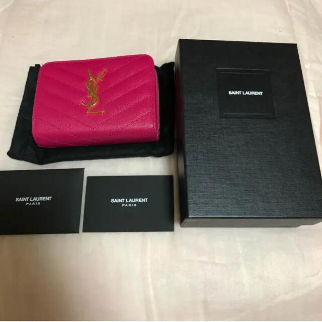 YSL サンローラン 二つ折り 折り財布 ピンク - 財布