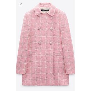 ザラ(ZARA)のZARA  ピンクツイードジャケットコート　Mサイズ(テーラードジャケット)