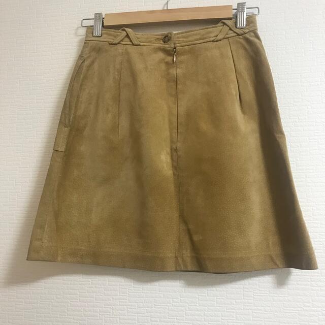 アメリカ 本革 スエードレザー スカート vintage - ひざ丈スカート