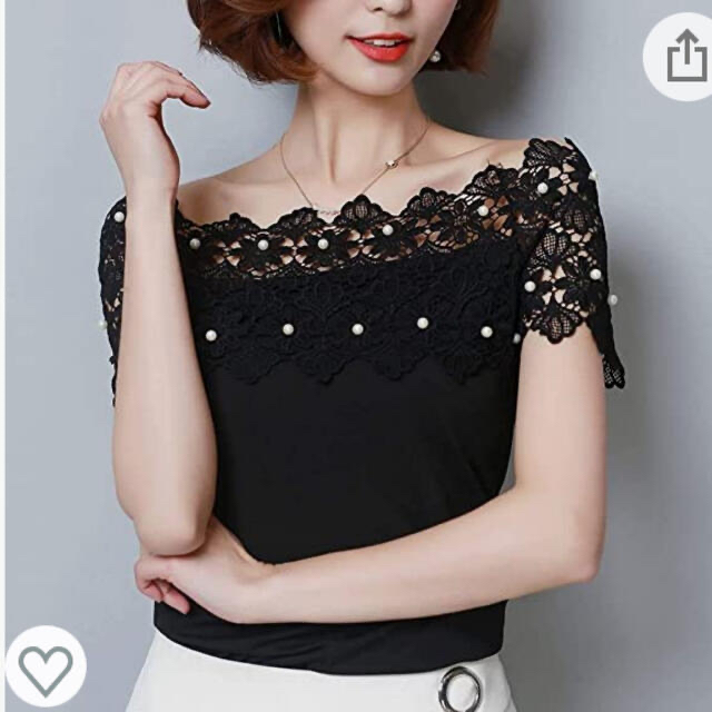 新品☆ オフショルダー レース  ビジュー　カットソー　綺麗❣️ レディースのトップス(カットソー(半袖/袖なし))の商品写真