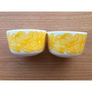 マリメッコ(marimekko)の②マリメッコ　クルイェンポルヴィ　イエロー　ボウル(食器)