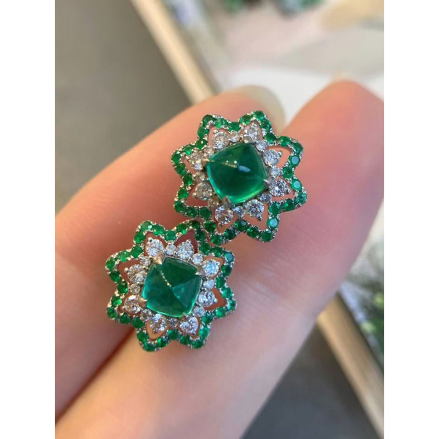 天然 エメラルド ダイヤ ピアス1.55ct k18 ¥ | ochge.org