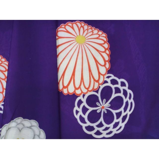 ＡＡアンティークお仕立て上がり正絹小紋　紫色地に花柄 レディースの水着/浴衣(着物)の商品写真