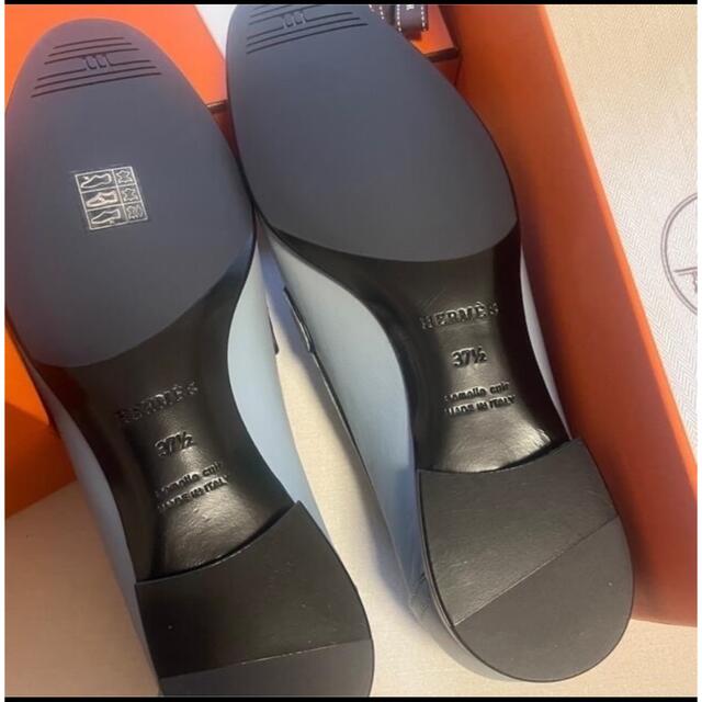 エルメス パリ ローファー モカシン 水色