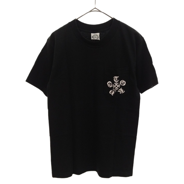 CHROME HEARTS クロムハーツ 胸ポケットバックスクロールラベルプリント半袖Tシャツ カットソー ブラック