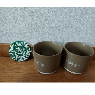 スターバックスコーヒー(Starbucks Coffee)のスタバ　ペアマグカップ　+　コースターにもなるキーホルダー付き(グラス/カップ)