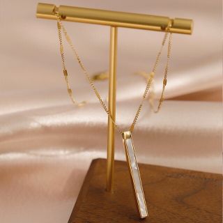 ネックレス パール プレート オフィス カジュアル ステンレス ライン 18K(ネックレス)