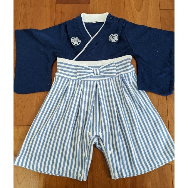 袴ロンパース＆お飾りセット☘ キッズ/ベビー/マタニティのベビー服(~85cm)(和服/着物)の商品写真
