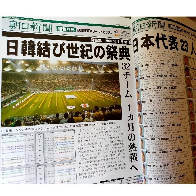 超貴重！　2002年ワールドカップ　朝日新聞号外セット