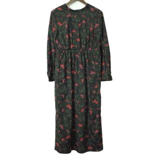 イエナ(IENA)のIENA イエナ 18AW 日本製 フラワープリントワンピース 18040900307030 38 BLACK 長袖 ロング ドレス トップス【中古】【IENA】(ロングワンピース/マキシワンピース)