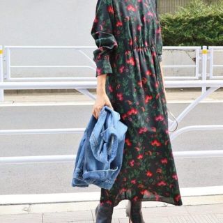 イエナ フラワープリントワンピース ナチュラル 38
