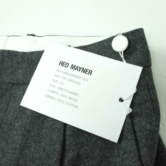 HED MAYNER ヘドメイナー 21AW ELONGATED CUFF TROUSERS 1プリーツワイドトラウザーズ P44_GRY/FLN XS GREY FLANNEL パンツ スラックス ボトムス【新古品】【中古】【HED MAYNER】 メンズのパンツ(スラックス)の商品写真