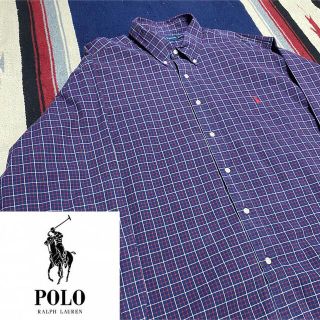 ポロラルフローレン(POLO RALPH LAUREN)の90s 古着 ポロ ラルフローレン チェックシャツ 刺繍ロゴ ビッグシルエット(シャツ)