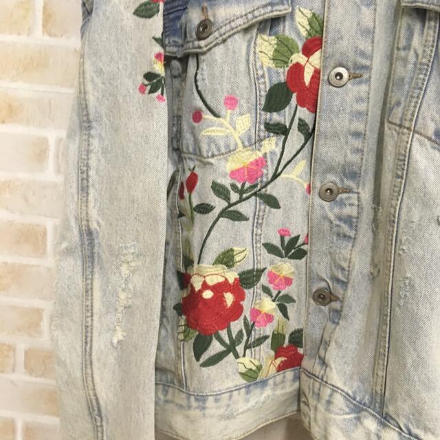 刺繍デザイン】ZARA オーバーサイズ ダメージ リペア加工 花柄 お洒落