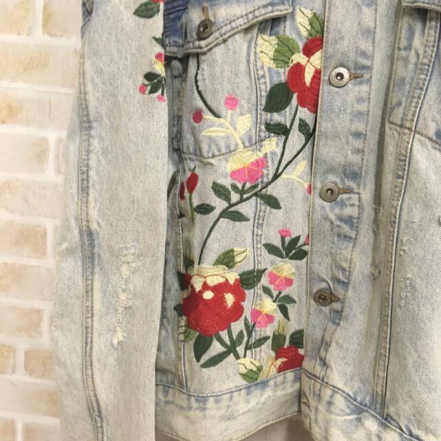 【刺繍デザイン】ZARA オーバーサイズ ダメージ リペア加工 花柄 お洒落