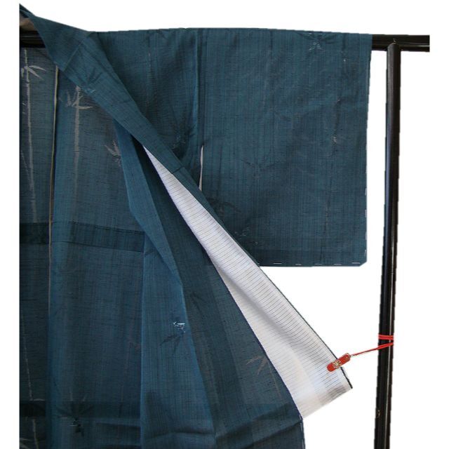 着物 「縁」150cm~156cm 夏物・単衣 笹柄 紗紬 正絹 L677