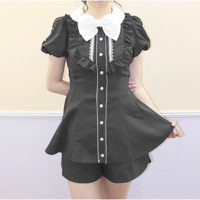 SecretHoney シークレットハニー ヨークフリルパール襟セットアップ 黒 | フリマアプリ ラクマ