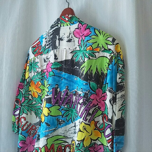 アロハシャツ　カラフル　MADE IN HAWAII