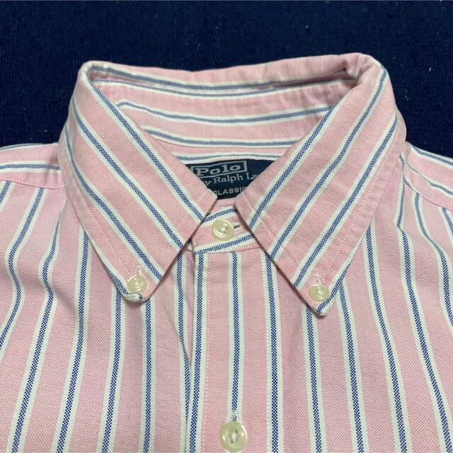 POLO RALPH LAUREN(ポロラルフローレン)の90s 古着 ポロ ラルフローレン ストライプ 刺繍ロゴ ビッグシルエット メンズのトップス(シャツ)の商品写真