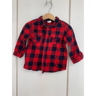 エイチアンドエム(H&M)のH&M キッズ　チェック　長袖シャツ　80(シャツ/カットソー)