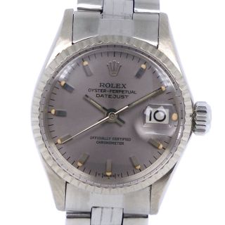 ロレックス(ROLEX)の【ROLEX】ロレックス デイトジャスト オイスターパーペチュアル cal.1161 アンティーク  6517/9 K18ホワイトゴールド×ステンレススチール 自動巻き アナログ表示 レディース グレー文字盤 腕時計(腕時計)