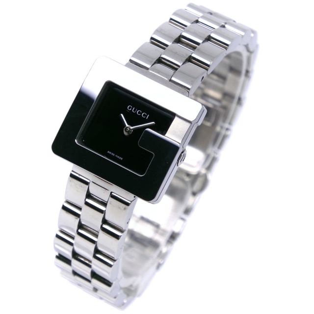 【GUCCI】グッチ 3600L ステンレススチール クオーツ アナログ表示 レディース 黒文字盤 腕時計