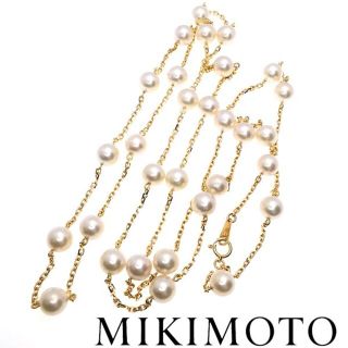 ミキモト(MIKIMOTO)のミキモト MIKIMOTO K18 パール ロング ステーション ネックレス(ネックレス)