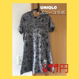 ユニクロ(UNIQLO)の【100円】レディース　ユニクロ　ミッキー　ワンピース　(Tシャツ(半袖/袖なし))