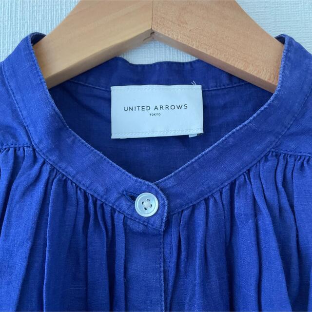 UNITED ARROWS(ユナイテッドアローズ)のユナイテッドアローズ♡リネン　ブラウス　ブルー　青　麻 レディースのトップス(シャツ/ブラウス(半袖/袖なし))の商品写真