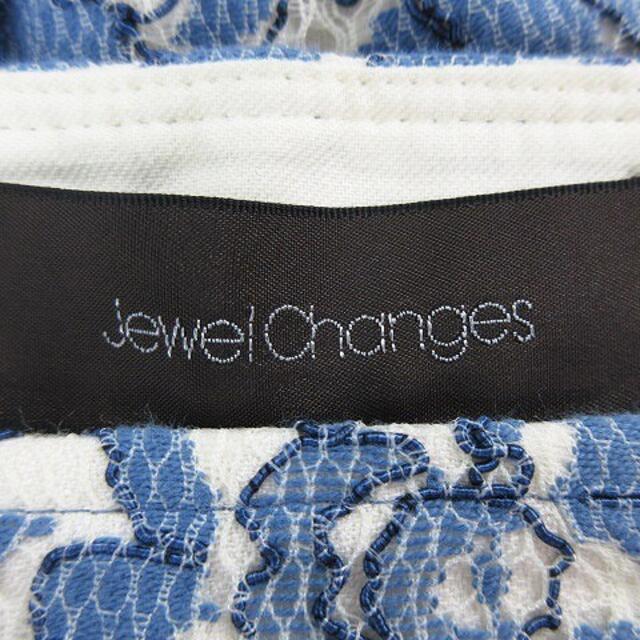 Jewel Changes(ジュエルチェンジズ)のジュエルチェンジズ アローズ スカート 台形 ミニ 薄手 レース 花柄 36 青 レディースのスカート(ミニスカート)の商品写真