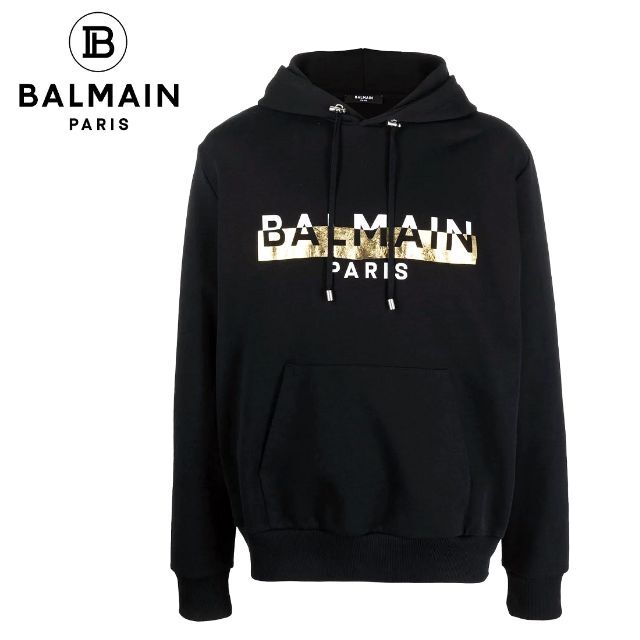 開梱 設置?無料 】 BALMAIN - L size フーディ パーカー メタリック
