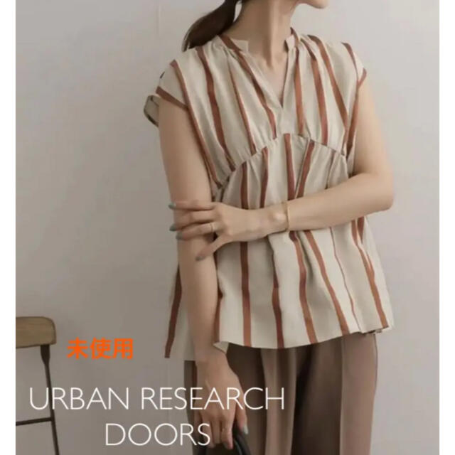 URBAN RESEARCH DOORS(アーバンリサーチドアーズ)の【未使用】URBAN RESEARCH DOORS ストライプ切替ブラウス レディースのトップス(シャツ/ブラウス(半袖/袖なし))の商品写真