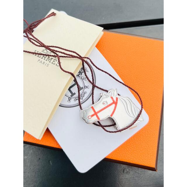 HERMES エルメス ツイリーリング カドリージュ 馬 オレンジ/シルバー