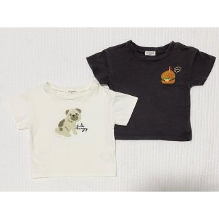 シマムラ(しまむら)のしまむら ワッペン アニマル 食べ物 Tシャツ 半袖 トップス 80(Ｔシャツ)