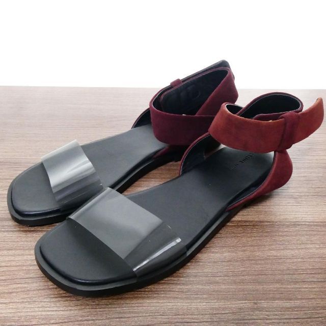 訳アリ 美品 セリーヌ スエード アンクルストラップ フラット サンダル